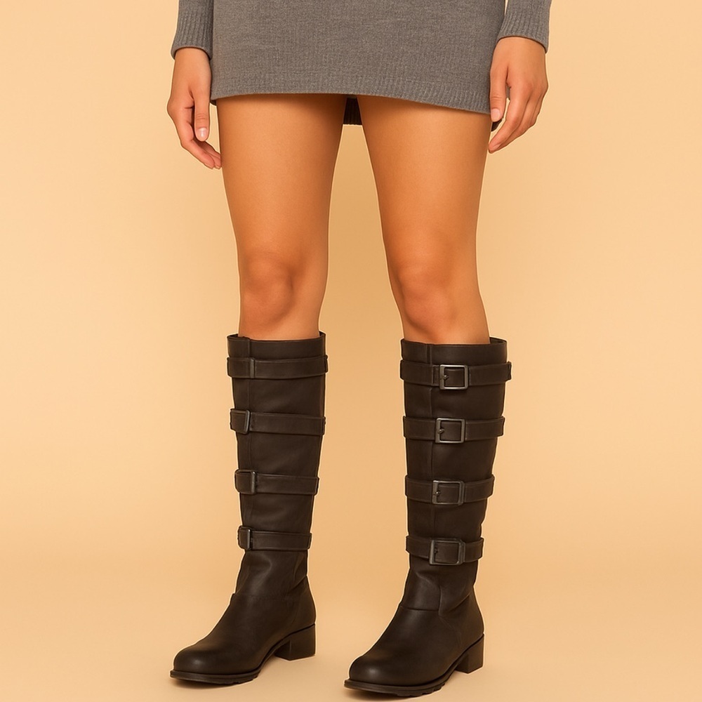 Women’s Brown Multi-Buckle Boots – Size 8